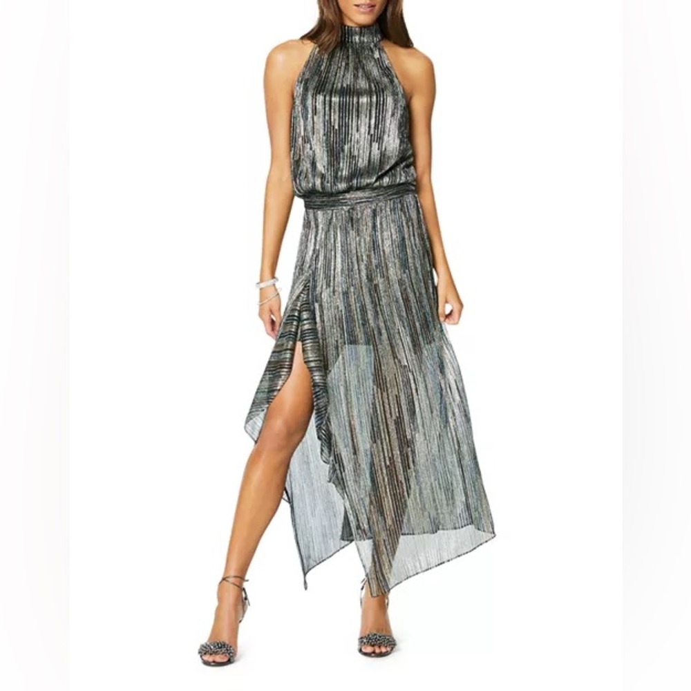 Ramy Brook Monica Metallic Midi Halter Dress